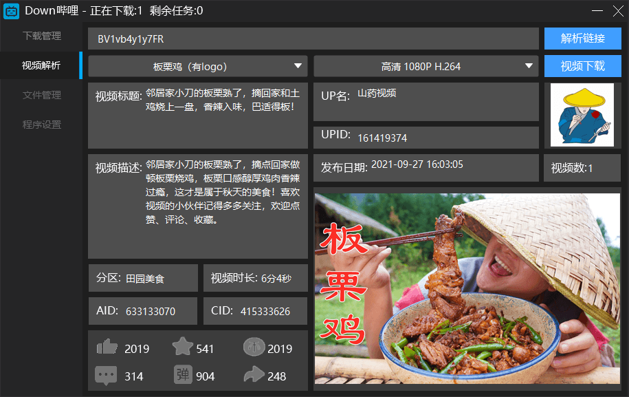 Down哔哩解析下载工具v0.1.1插图1